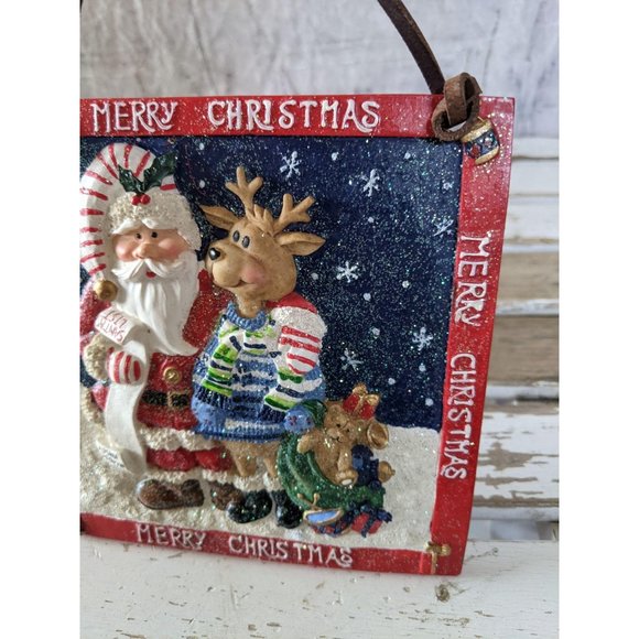 Merry Xmas hanging plaque decor Santa reindeer kit - Picture 3 of 5